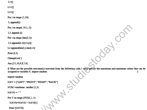 CBSE Class 12 Computer Science Sample Paper 3